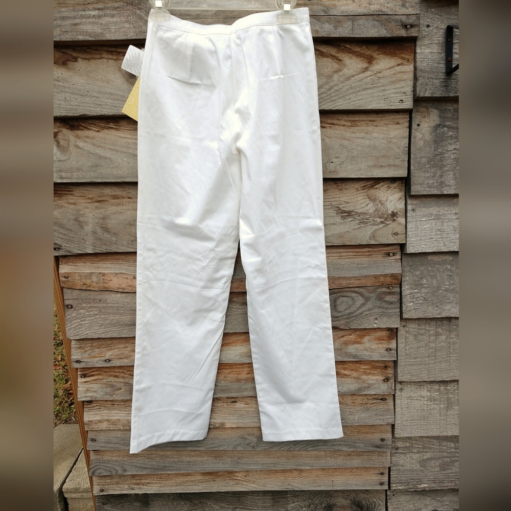 NWT Teflon Dialogue QVC Style Dress Pants Ivory Almost White  Fabric Zip Front